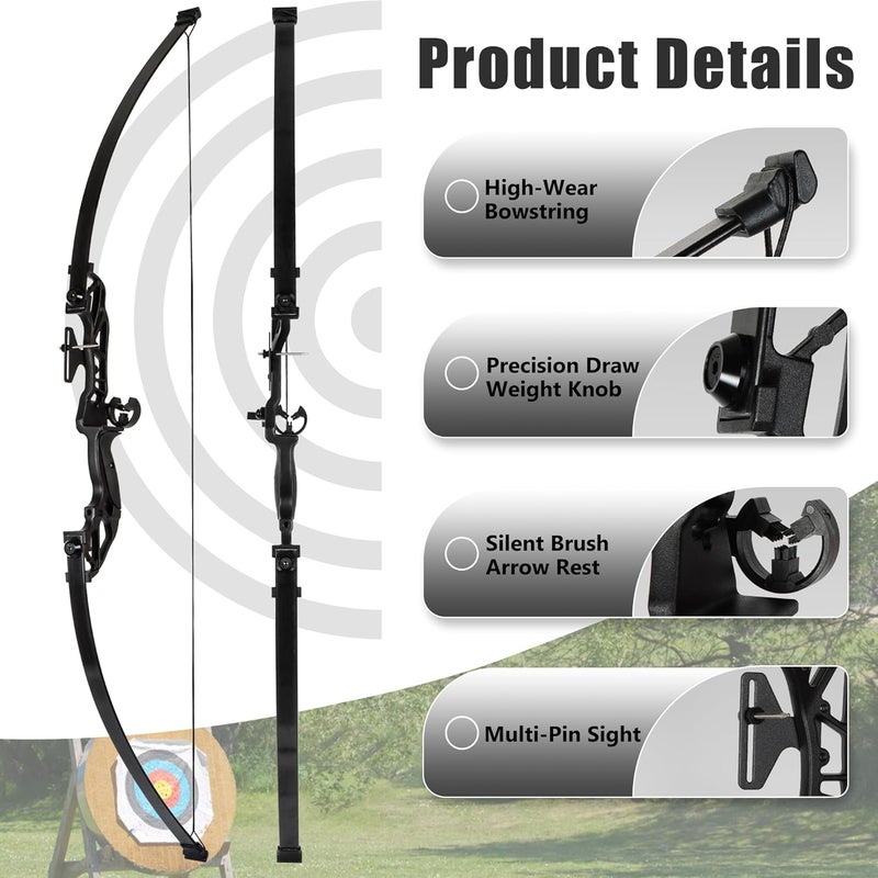 SERfawnCH Recurve Bow and Arrow Set for Adults, 30–40lbs Right-Handed Archery Kit with Carbon Arrows & Accessories for Outdoor Target Practice - Image 3